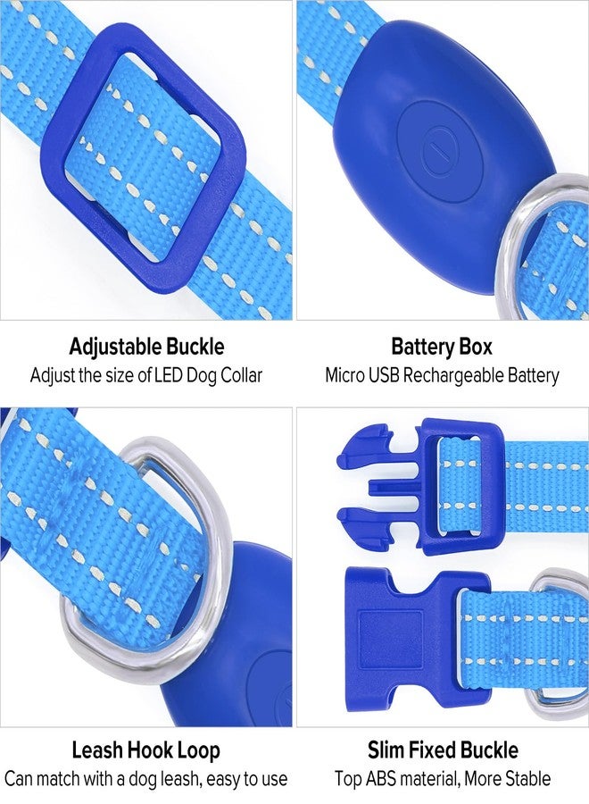 BSEEN Light Up Dog Collar, Rechargeable LED Dog Collar Reflective Glowing Pet Collar for Puppies & Cats, Safety Dog Lights for Night Walking (Blue) - Image 2